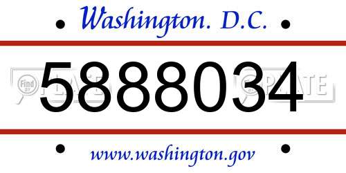 5888034 District Of Columbia License Plate