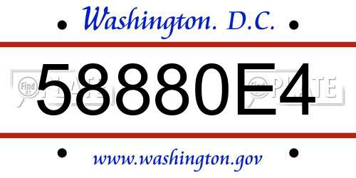 58880E4 District Of Columbia License Plate