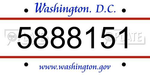 5888151 District Of Columbia License Plate