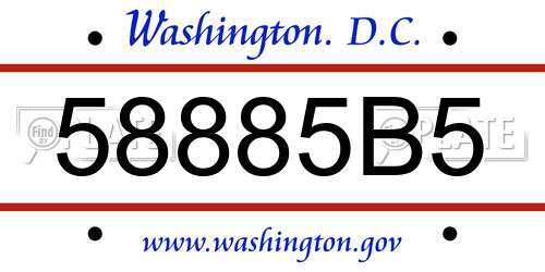 58885B5 District Of Columbia License Plate