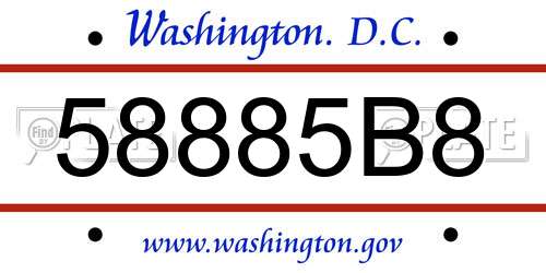58885B8 District Of Columbia License Plate