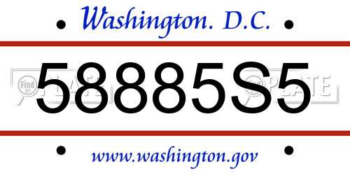 58885S5 District Of Columbia License Plate