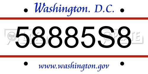 58885S8 District Of Columbia License Plate