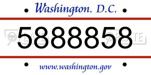 5888858 District Of Columbia License Plate