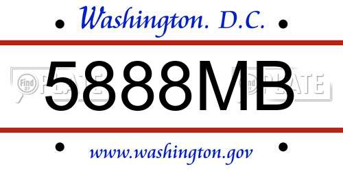 5888MB District Of Columbia License Plate