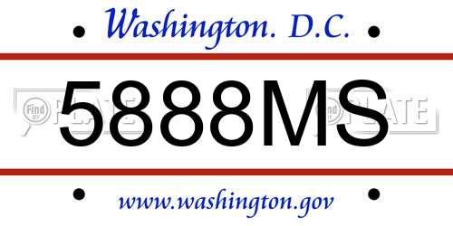 5888MS District Of Columbia License Plate