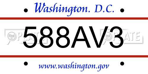 588AV3 District Of Columbia License Plate