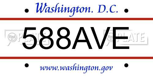 588AVE District Of Columbia License Plate
