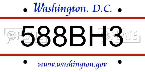 588BH3 District Of Columbia License Plate