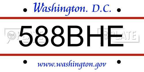 588BHE District Of Columbia License Plate