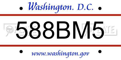 588BM5 District Of Columbia License Plate