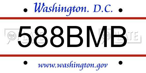 588BMB District Of Columbia License Plate