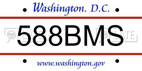 588BMS District Of Columbia License Plate