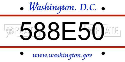 588E50 District Of Columbia License Plate