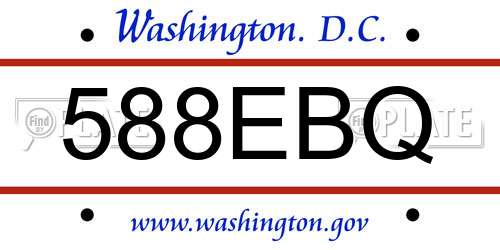 588EBQ District Of Columbia License Plate