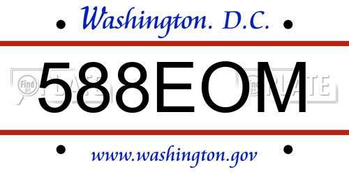 588EOM District Of Columbia License Plate