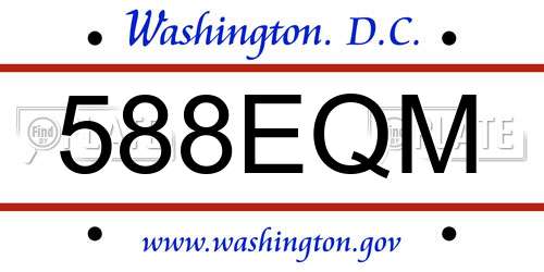 588EQM District Of Columbia License Plate