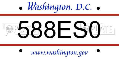 588ES0 District Of Columbia License Plate