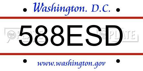 588ESD District Of Columbia License Plate