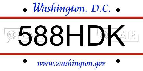 588HDK District Of Columbia License Plate