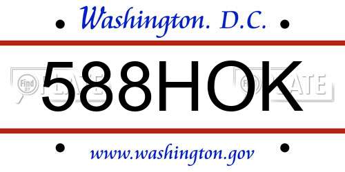 588HOK District Of Columbia License Plate