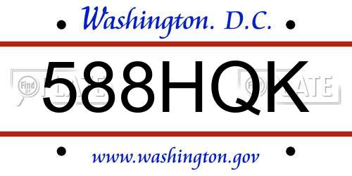 588HQK District Of Columbia License Plate