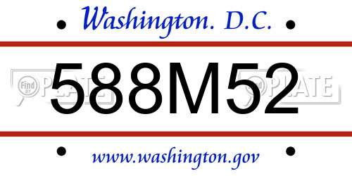 588M52 District Of Columbia License Plate
