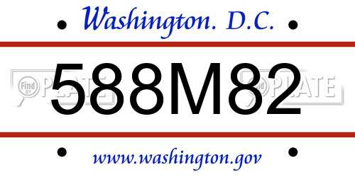 588M82 District Of Columbia License Plate