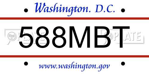 588MBT District Of Columbia License Plate