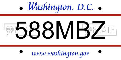 588MBZ District Of Columbia License Plate