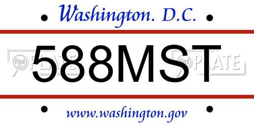 588MST District Of Columbia License Plate