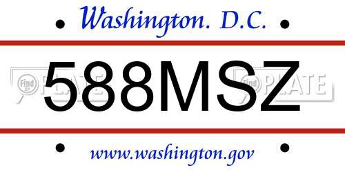 588MSZ District Of Columbia License Plate