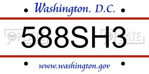 588SH3 District Of Columbia License Plate