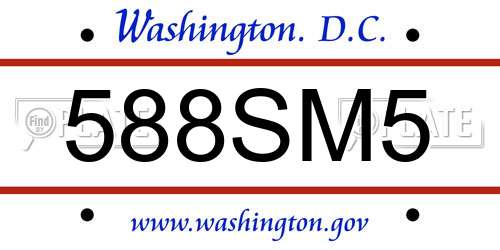 588SM5 District Of Columbia License Plate