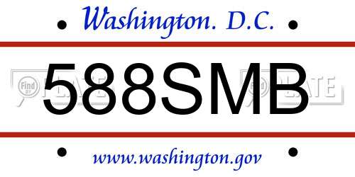 588SMB District Of Columbia License Plate
