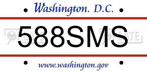 588SMS District Of Columbia License Plate
