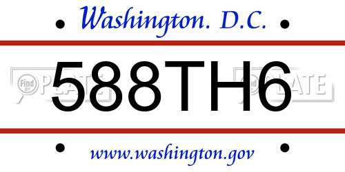 588TH6 District Of Columbia License Plate