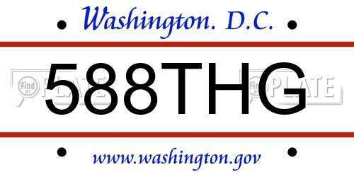 588THG District Of Columbia License Plate