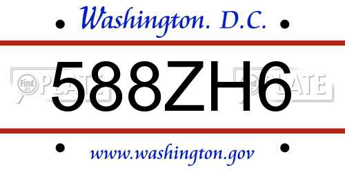588ZH6 District Of Columbia License Plate