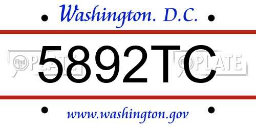 5892TC District Of Columbia License Plate