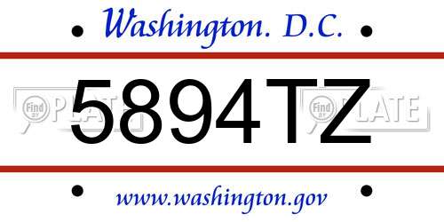 5894TZ District Of Columbia License Plate