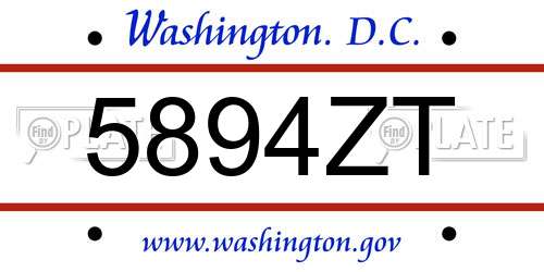 5894ZT District Of Columbia License Plate