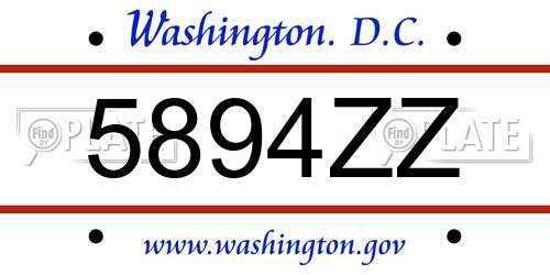 5894ZZ District Of Columbia License Plate
