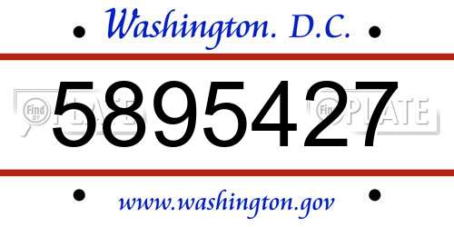 5895427 District Of Columbia License Plate