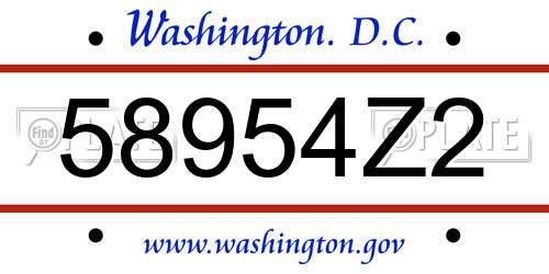 58954Z2 District Of Columbia License Plate