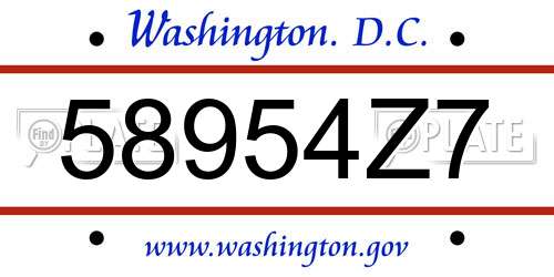 58954Z7 District Of Columbia License Plate