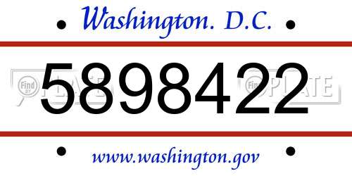 5898422 District Of Columbia License Plate