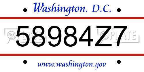 58984Z7 District Of Columbia License Plate