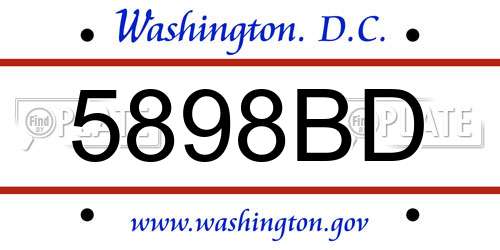 5898BD District Of Columbia License Plate