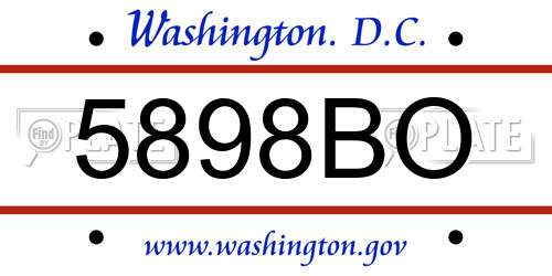 5898BO District Of Columbia License Plate